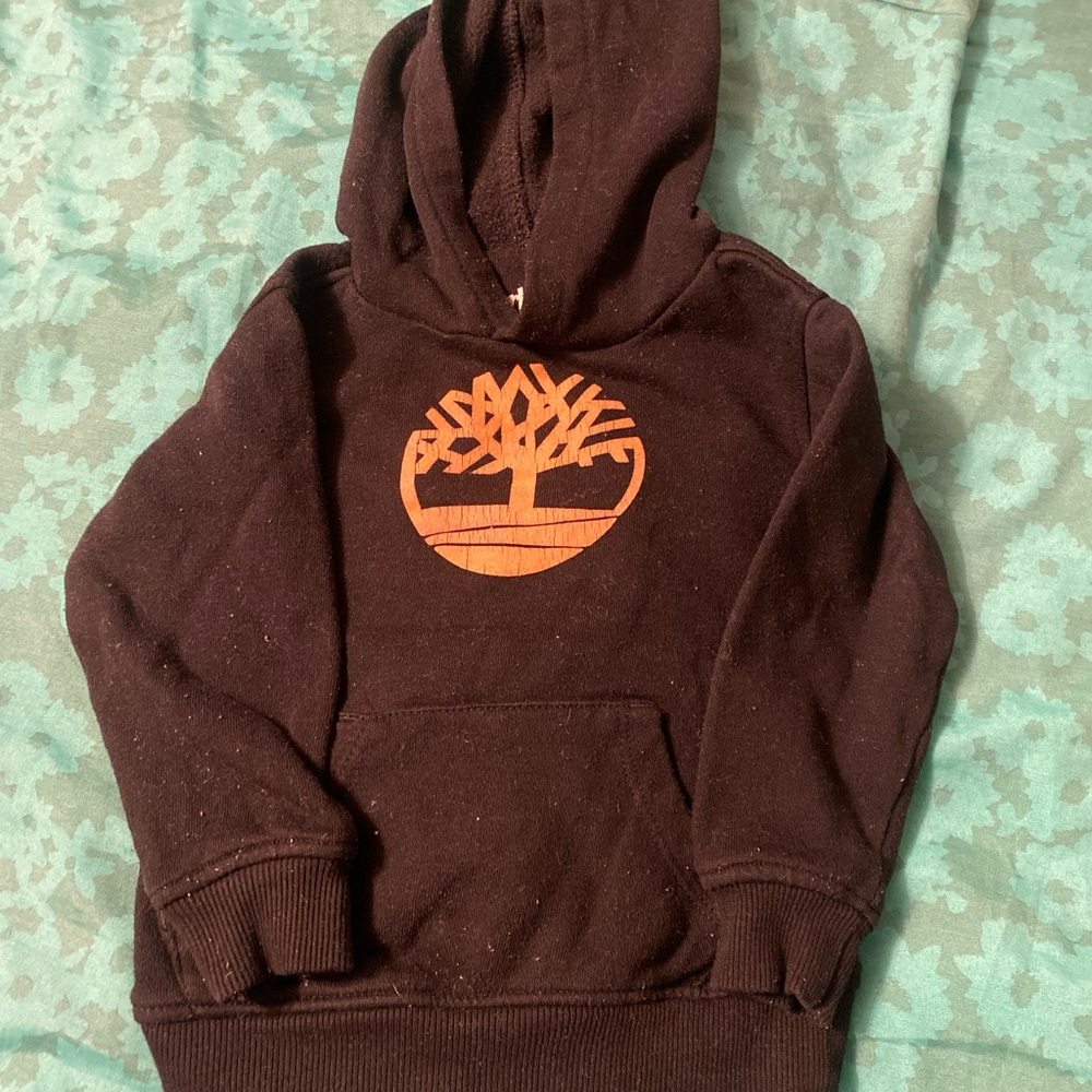 Black Timberland Hoodie with Orange Tree Logo